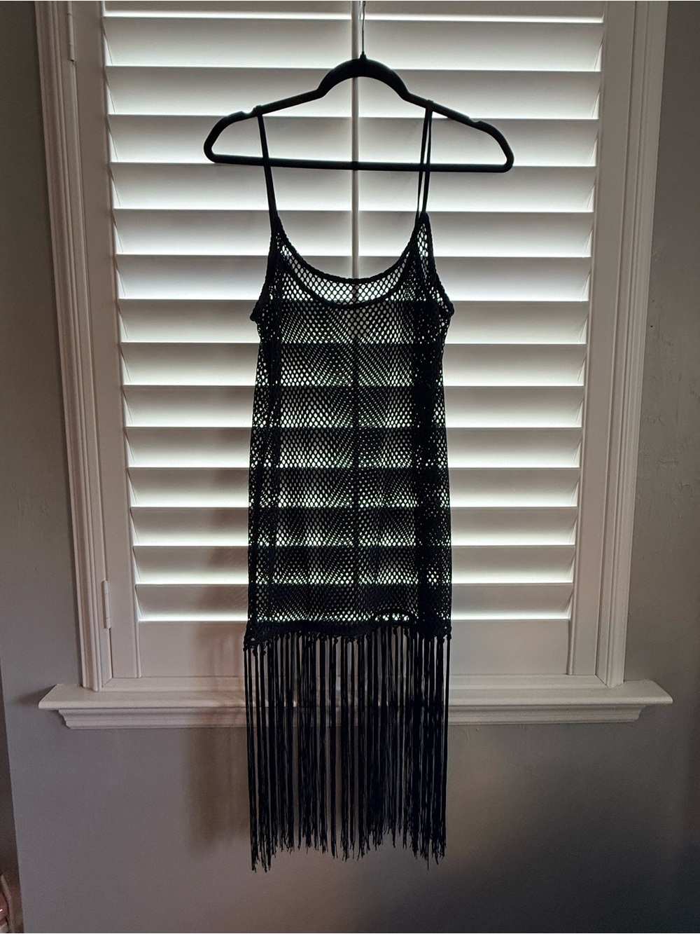 Wild Fable Black Crochet Fringe Beach Cover-Up Dress